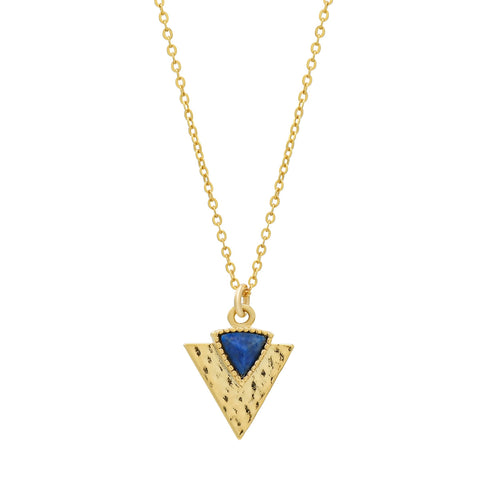 SALE - Lapis Triangle Spear Necklace - - Necklaces - Ofina