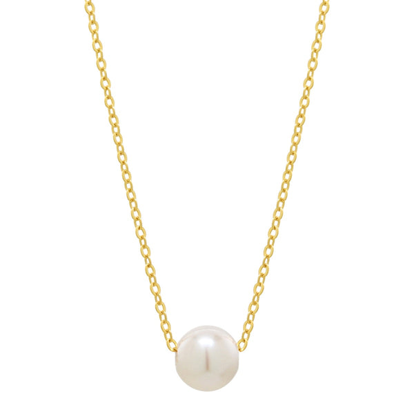 Floating Pearl Necklace on Thin Chain - - Necklaces - Ofina