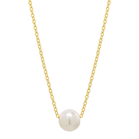 Floating Pearl Necklace on Thin Chain - - Necklaces - Ofina