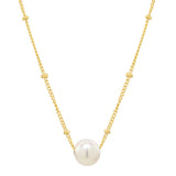 Floating Pearl Necklace on Ball Chain - - Necklaces - Ofina