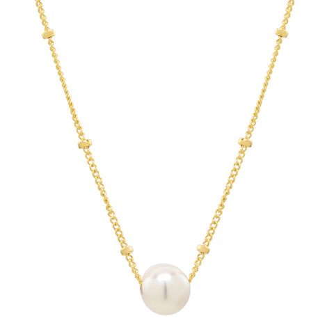 Floating Pearl Necklace on Ball Chain - - Necklaces - Ofina