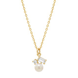 Pearl / CZ Cluster Necklace - - Necklaces - Ofina