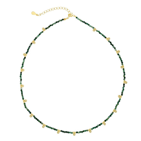 Emerald & Beaded Nugget Necklace - - Necklaces - Ofina