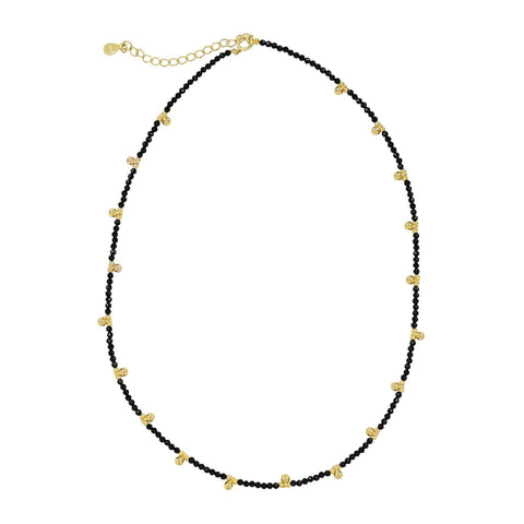 Black Onyx & Beaded Nugget Necklace - - Necklaces - Ofina