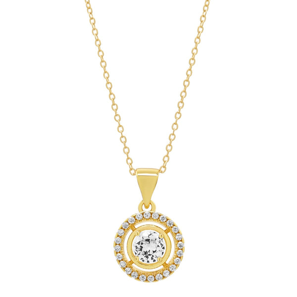 SALE - Round Halo CZ Necklace - - Necklaces - Ofina
