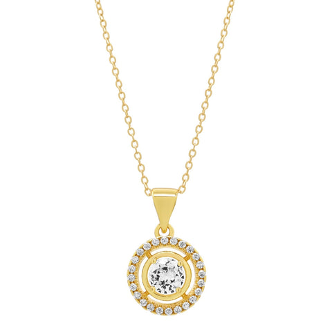 SALE - Round Halo CZ Necklace - - Necklaces - Ofina