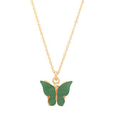 Dark Green Butterfly Necklace - - Necklaces - Ofina
