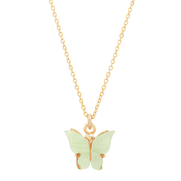 Light Green Butterfly Necklace - - Necklaces - Ofina