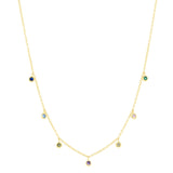 Tiny Multi-CZ Colorful Bezel Drop Choker - - Necklaces - Ofina