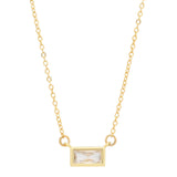 Emerald Shape Horizontal Birthstone Necklaces - April - Diamond - Necklaces - Ofina