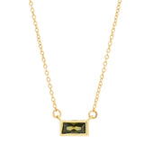Emerald Shape Horizontal Birthstone Necklaces - August - Peridot - Necklaces - Ofina