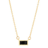 Black Emerald Shape Horizontal Necklace - - Necklaces - Ofina