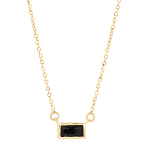 Black Emerald Shape Horizontal Necklace - - Necklaces - Ofina