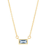 Emerald Shape Horizontal Birthstone Necklaces - December - Blue Topaz - Necklaces - Ofina