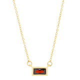 Emerald Shape Horizontal Birthstone Necklaces - January - Garnet - Necklaces - Ofina