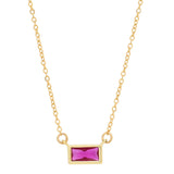 Emerald Shape Horizontal Birthstone Necklaces - July - Ruby - Necklaces - Ofina