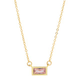 Emerald Shape Horizontal Birthstone Necklaces - June - Alexandrite - Necklaces - Ofina