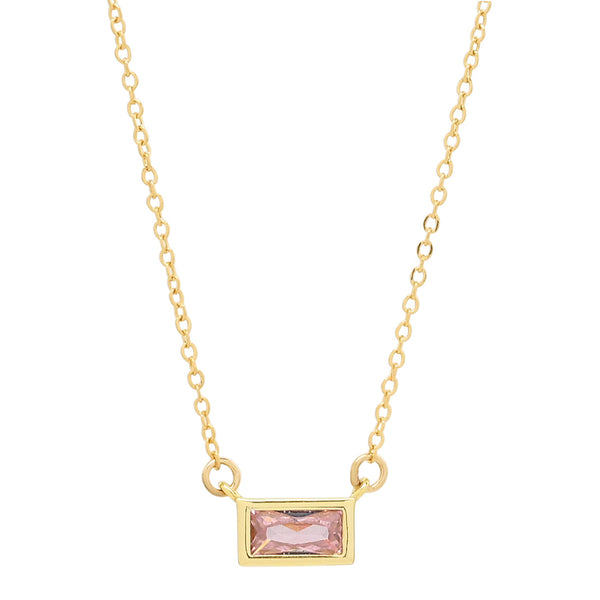 Emerald Shape Horizontal Birthstone Necklaces - June - Alexandrite - Necklaces - Ofina