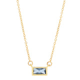 Emerald Shape Horizontal Birthstone Necklaces - March - Aquamarine - Necklaces - Ofina