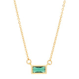 Emerald Shape Horizontal Birthstone Necklaces - May - Emerald - Necklaces - Ofina