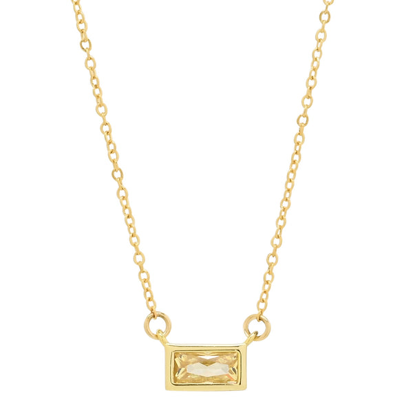 Emerald Shape Horizontal Birthstone Necklaces - November - Citrine - Necklaces - Ofina