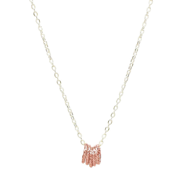 Twisted Circles Necklace - Rosegold Circles Silver Chain - Necklaces - Ofina