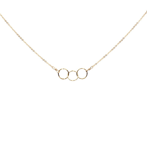 Tiny Triple Diamond Cut Circles Necklace - Gold - Necklaces - Ofina
