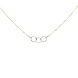 Tiny Triple Diamond Cut Circles Necklace - Silver Circles Gold Chain - Necklaces - Ofina