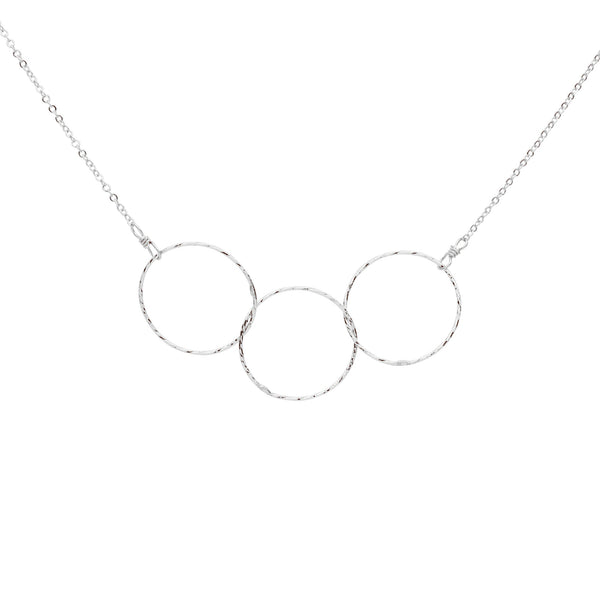 Triple Diamond Cut Circles Necklace - Silver - Necklaces - Ofina