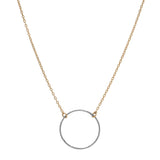 SALE - Single Diamond Cut Circle Necklace - Silver Circle / Gold Chain - Necklaces - Ofina