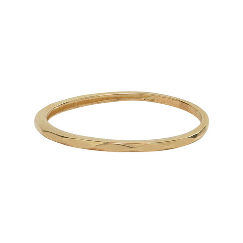 10k Solid Gold Hammered Band - Yellow Gold / 5 - Rings - Ofina