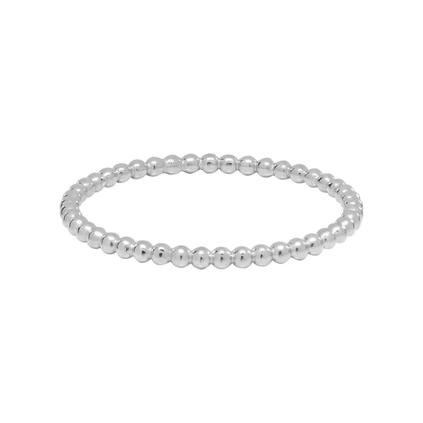 10k Solid Gold Beaded Ring - White Gold / 5 - Rings - Ofina