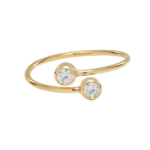 Double CZ Adjustable Ring - Gold / Small / Medium - Rings - Ofina