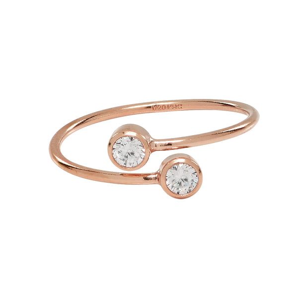 Double CZ Adjustable Ring - Rosegold / Small / Medium - Rings - Ofina