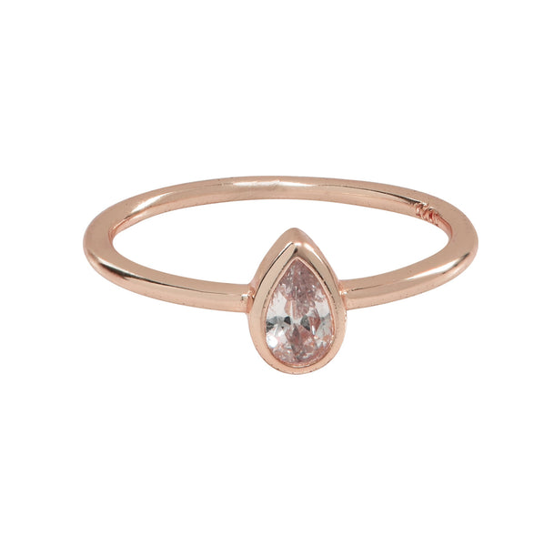 SALE - Teardrop CZ Ring - Rosegold / 5 - Rings - Ofina