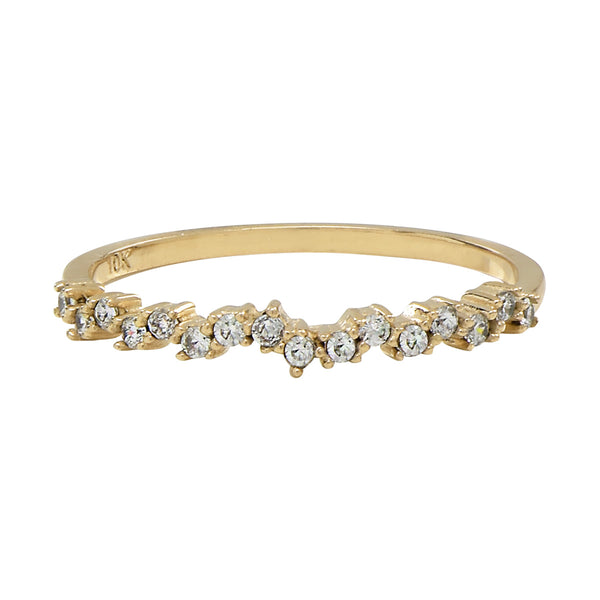 10k Solid Gold CZ ZigZag Ring - Yellow Gold / 5 - Rings - Ofina