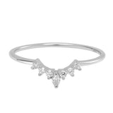 10k Solid Gold CZ Tiara Ring - White Gold / 5 - Rings - Ofina