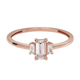 10k Solid Gold CZ Baguette Trapezoid Ring - Rose Gold / 5 - Rings - Ofina