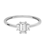 10k Solid Gold CZ Baguette Trapezoid Ring - White Gold / 5 - Rings - Ofina