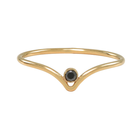 Black CZ Chevron Ring - Gold / 5 - Rings - Ofina