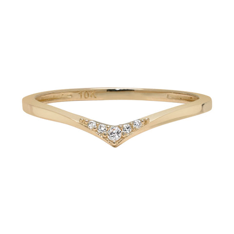 10k Solid Gold Multi CZ Chevron Ring - 5 - Rings - Ofina