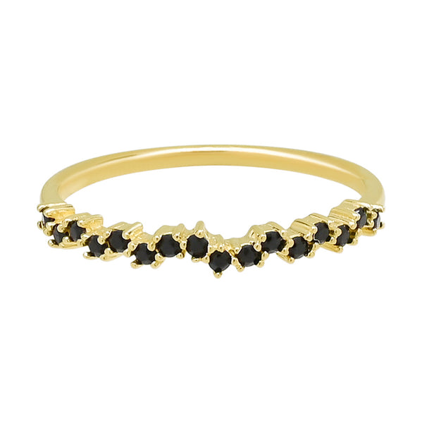 10k Solid Gold Black CZ ZigZag Ring - 5 - Rings - Ofina