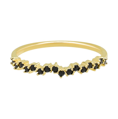 10k Solid Gold Black CZ ZigZag Ring - 5 - Rings - Ofina