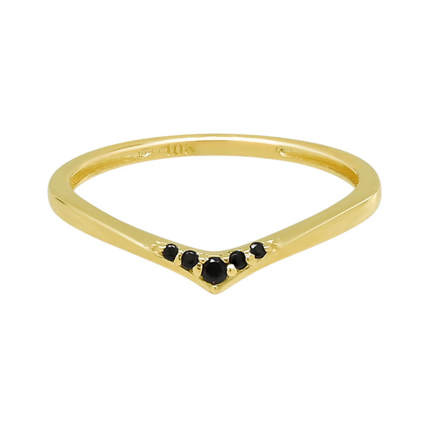 10k Solid Gold Black Multi CZ Chevron Ring - 5 - Rings - Ofina