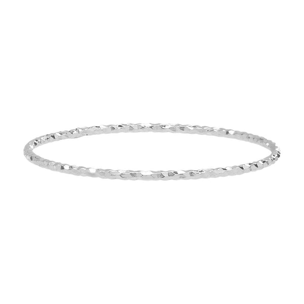 14k Solid Gold Thin Diamond Cut Ring - White Gold / 5 - Rings - Ofina