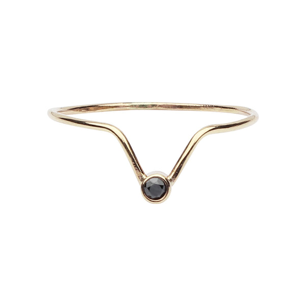 Diamond Chevron Ring - Black / 4 - Rings - Ofina