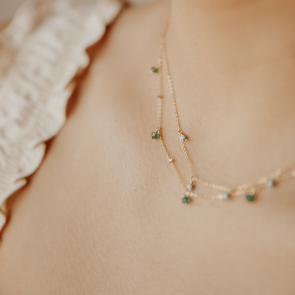 Tiny Turquoise Stone Drop Necklace - - Necklaces - Ofina