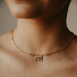 Square CZ Eye Necklace - - Necklaces - Ofina