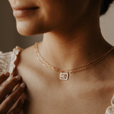 Square CZ Eye Necklace - - Necklaces - Ofina