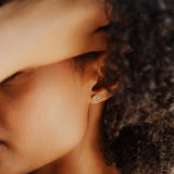 10k Solid Gold Black CZ Eye Studs - - Earrings - Ofina